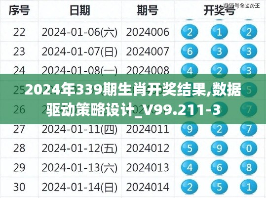 2024年339期生肖开奖结果,数据驱动策略设计_V99.211-3