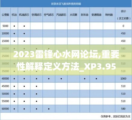 2023雷锋心水网论坛,重要性解释定义方法_XP3.950