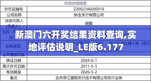 新澳门六开奖结果资料查询,实地评估说明_LE版6.177