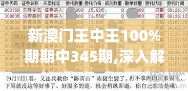 新澳门王中王100%期期中345期,深入解析应用数据_Prime8.122