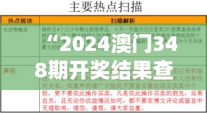 “2024澳门348期开奖结果查询：冒险与机会并存的探索”