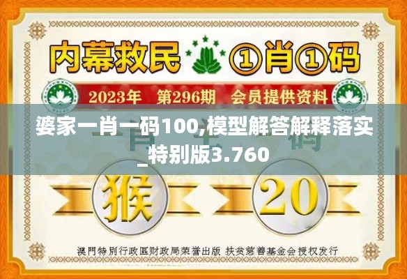 婆家一肖一码100,模型解答解释落实_特别版3.760