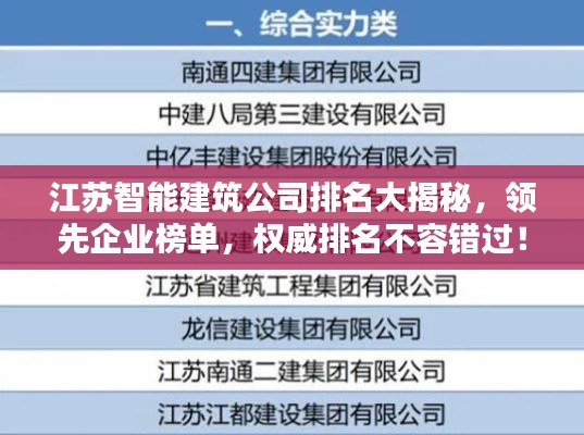 江苏智能建筑公司排名大揭秘，领先企业榜单，权威排名不容错过！