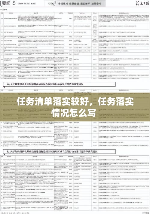 任务清单落实较好，任务落实情况怎么写 